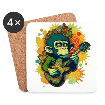 The Groovy Monkey : une expérience musicale psychédélique - Dessous de verre (lot de 4) - blanc - Devant