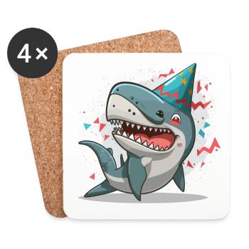 Party Shark: A Delightful Digital Art Creation - Coasters (set of 4) - white - Front
