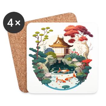 Harmony of Nature: A Digital Art of a Traditional - Coasters (set of 4) - white - Front