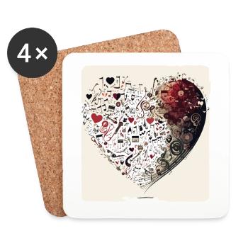 Melodien der Liebe: Ein skurriles Cartoon-Design - Untersetzer (4er-Set) - Weiß - Vorne
