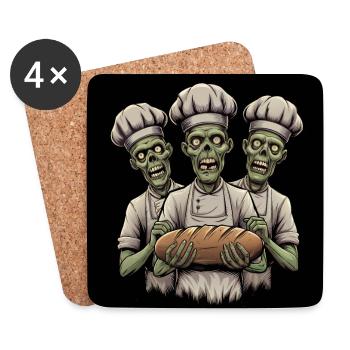 Zombie Bäcker drei Zombies als Bäcker - Untersetzer (4er-Set) - Weiß - Vorne