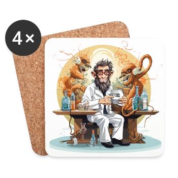 Der Koffein-Wissenschaftler - Untersetzer (4er-Set) - Weiß - Vorne