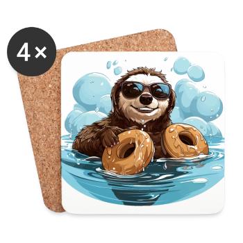 Der Koffeinschwimmer - Untersetzer (4er-Set) - Weiß - Vorne