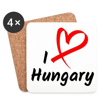 I Love Hungary Ich Liebe Ungarn Herz Geschenk - Untersetzer (4er-Set) - Weiß - Vorne