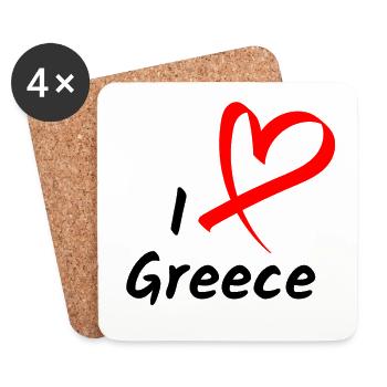 J’aime la Grèce J’aime la Grèce Cadeau de cœur - Dessous de verre (lot de 4) - blanc - Devant