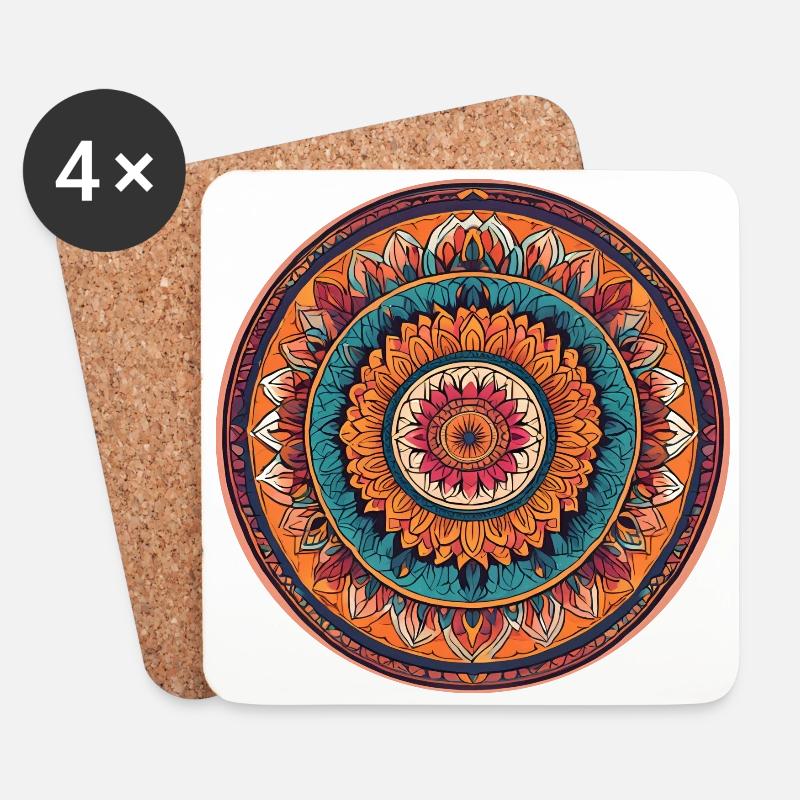Ein einfaches Mandala - Untersetzer (4er-Set) - Weiß