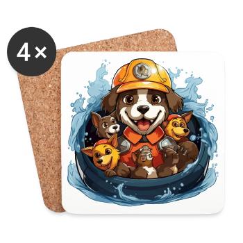 The Canine Firefighter - Coasters (set of 4) - white - Front