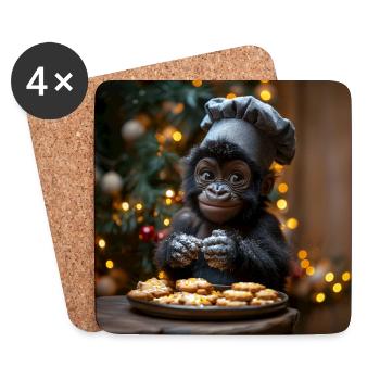 Gorilla Zuckerbäcker 1:1 - Untersetzer (4er-Set) - Weiß - Vorne