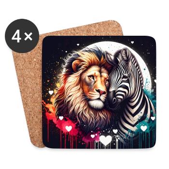 Leo et Zèbre Amour et amitié - Dessous de verre (lot de 4) - blanc - Devant