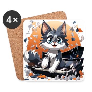 Der purrfect Pianist - Untersetzer (4er-Set) - Weiß - Vorne