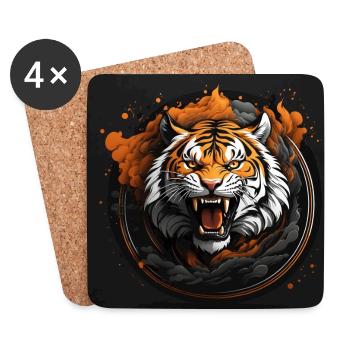 Hissing tiger big cat - Coasters (set of 4) - white - Front