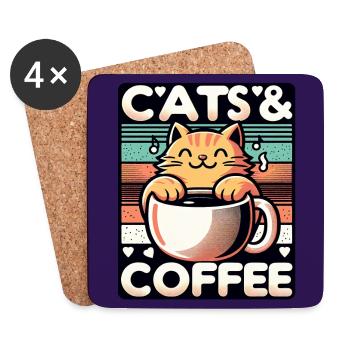 Katze und Kaffee ist alles was ich brauche - Untersetzer (4er-Set) - Weiß - Vorne