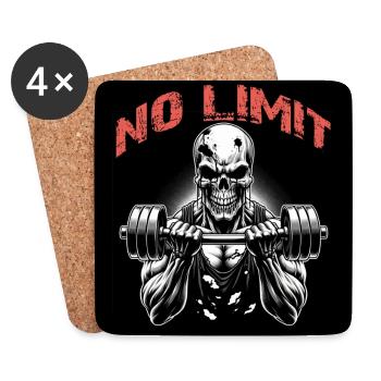 No Limit hartes Workout Skull mit Hantel - Untersetzer (4er-Set) - Weiß - Vorne