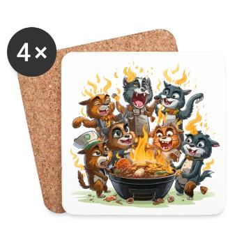 Le brouhaha du barbecue - Dessous de verre (lot de 4) - blanc - Devant