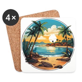 Paradis tropical - Dessous de verre (lot de 4) - blanc - Devant