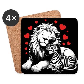 Leo et Zèbre Amour et amitié - Dessous de verre (lot de 4) - blanc - Devant