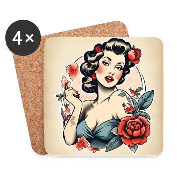 The tattoo of a pin-up - Coasters (set of 4) - white - Front