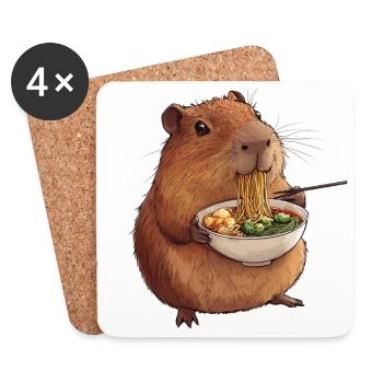 Capybara isst Ramen - Untersetzer (4er-Set) - Weiß - Vorne