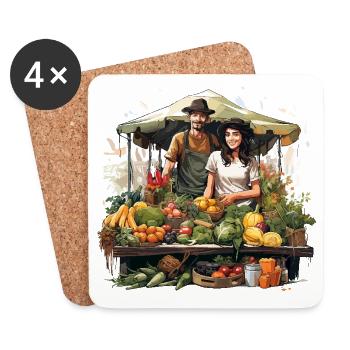 Markt-Mosaik - Untersetzer (4er-Set) - Weiß - Vorne