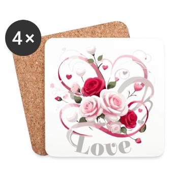 Liebe Valentinstag Rosen - Untersetzer (4er-Set) - Weiß - Vorne