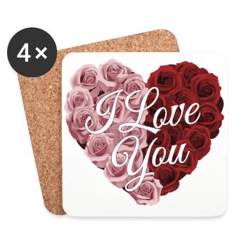 Cœur de rose - Dessous de verre (lot de 4) - blanc - Devant