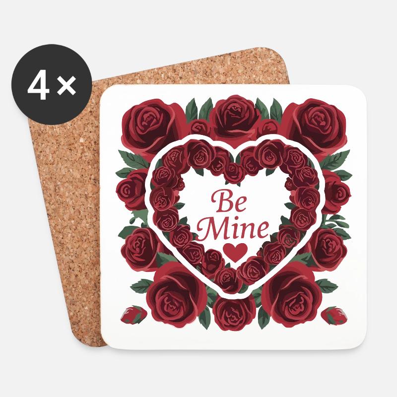 Rosenherz Valentinstag - Untersetzer (4er-Set) - Weiß