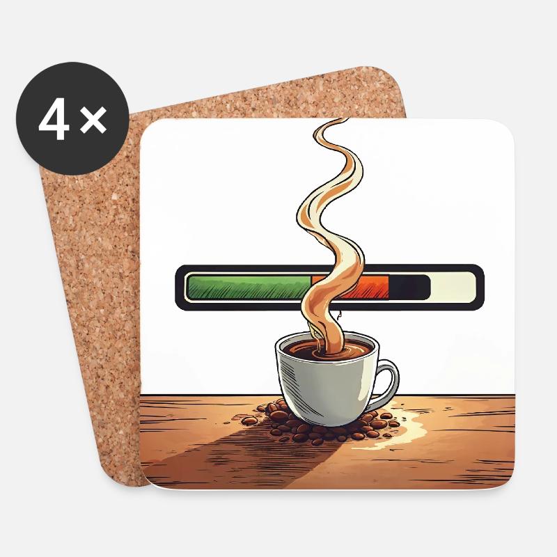 Kaffee hochgeladen - Untersetzer (4er-Set) - Weiß