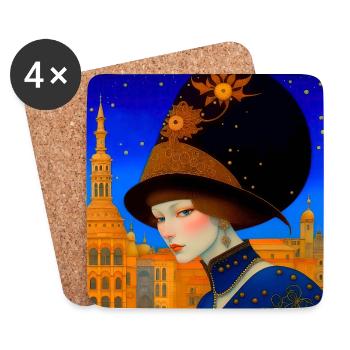 Fantastic person in mask at the Venetian carnival - Coasters (set of 4) - white - Front