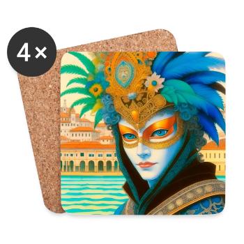 Fantastische Person mit Maske beim venezianischen Karneval - Untersetzer (4er-Set) - Weiß - Vorne