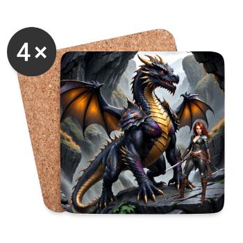 Scarlett et son ami le dragon - Dessous de verre (lot de 4) - blanc - Devant