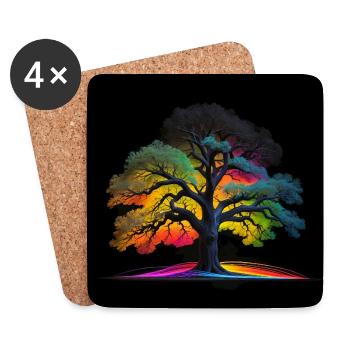 Baum in Leuchtfarben - Untersetzer (4er-Set) - Weiß - Vorne