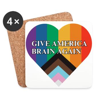 Give America Brian Again Pride Flag Heart - Untersetzer (4er-Set) - Weiß - Vorne