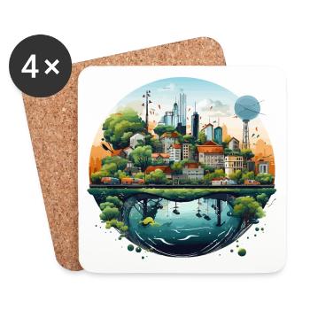 Ville de demain - Dessous de verre (lot de 4) - blanc - Devant