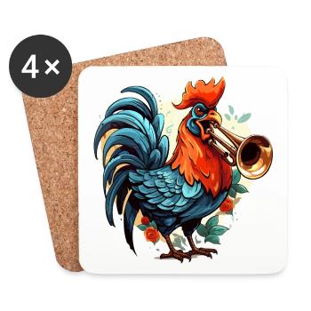Cock-a-Doodle Jazz - Coasters (set of 4) - white - Front