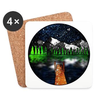 Scène de lac cosmique - Dessous de verre (lot de 4) - blanc - Devant