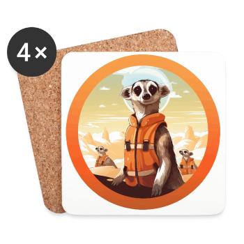 Le sauveteur suricate attentif - Dessous de verre (lot de 4) - blanc - Devant