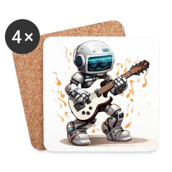 Le guitariste robotique - Dessous de verre (lot de 4) - blanc - Devant