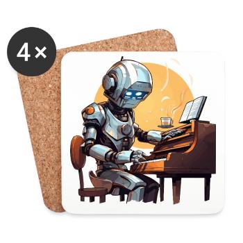 Le pianiste robotique - Dessous de verre (lot de 4) - blanc - Devant
