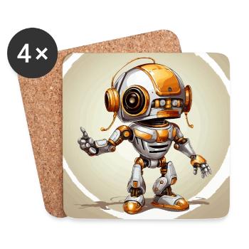 Der Roboter-Trompeter - Untersetzer (4er-Set) - Weiß - Vorne