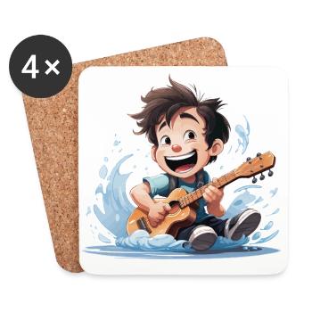 Der fröhliche Ukulele-Spieler - Untersetzer (4er-Set) - Weiß - Vorne
