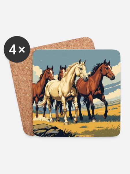 Quarter Horse Herde - Untersetzer (4er-Set) - Weiß