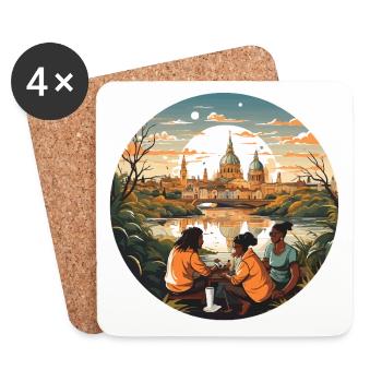 Der urbane Abenteurer - Untersetzer (4er-Set) - Weiß - Vorne