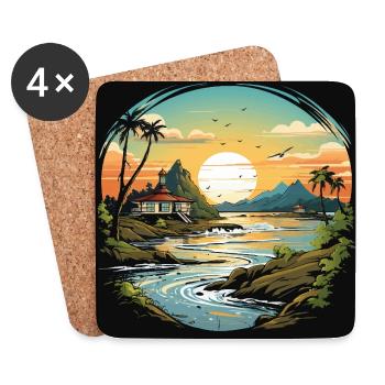 Der Rückzugsort am Strand - Untersetzer (4er-Set) - Weiß - Vorne