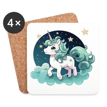 Licorne stellaire - Dessous de verre (lot de 4) - blanc - Devant