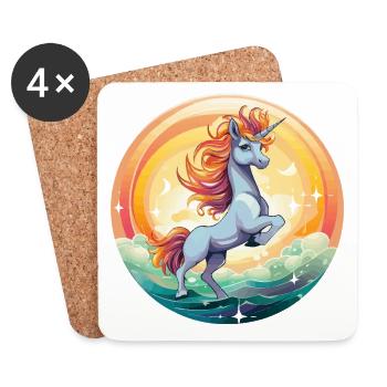 Rainbow Unicorn Yoga - Coasters (set of 4) - white - Front