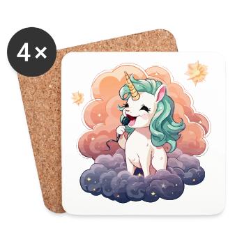 Himmlisches Ständchen Einhorn - Untersetzer (4er-Set) - Weiß - Vorne