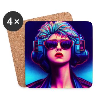 80s pop culture aesthetic girl - Coasters (set of 4) - white - Front