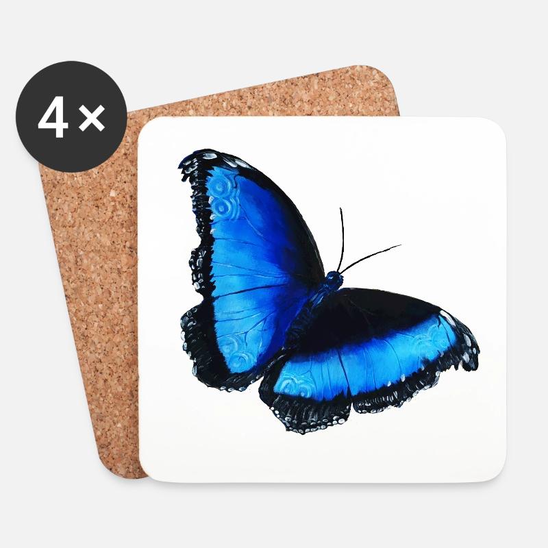 blauer Schmetterling blue butterfly Symbol - Untersetzer (4er-Set) - Weiß