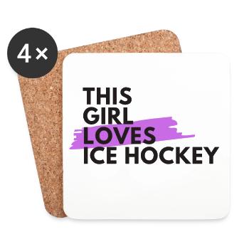 Dieses Mädchen liebt Eishockey - Untersetzer (4er-Set) - Weiß - Vorne