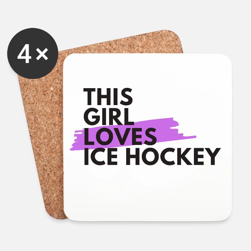 Dieses Mädchen liebt Eishockey - Untersetzer (4er-Set) - Weiß